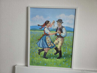 Akryl na akvarelovom papieri, ramik 30x40cm, motív : Ľudový