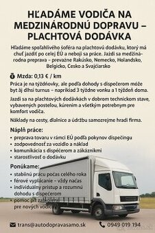 🚛 Šofér na medzinárodku – Nitra
