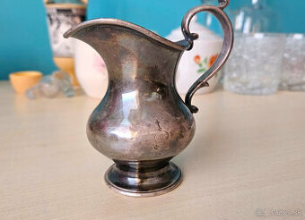 Starožitný postriebrený mosadzný džbánok, 9 cm, BMF AS