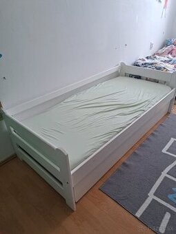 Detska postel 180x80 so zabranou a uloznym dielom a matracom