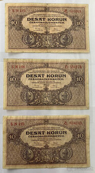 PREDÁM: BANKOVKY: DESAŤ KORÚN Československých z roku 1927