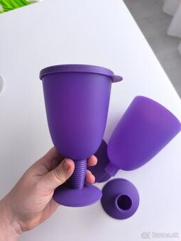 2set fialové Tupperware poháriky na stopke - skladacie