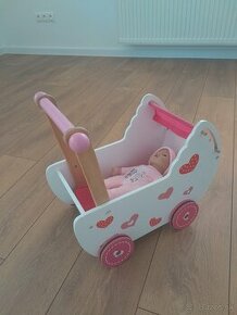 Drevený kočárik na učenie chodenia - Chodítko