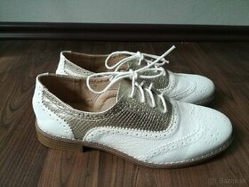 Predám dámske bielo-zlaté topánky (veľkosť 39) - 1