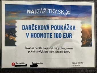 100€ poukaz na NAJZÁŽITKY.SK zážitok podľa vlastného výberu
