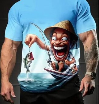 PÁNSKE TRIČKO XXL S 3D POTLAČOU SMILE FISHING