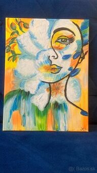 zasnená žena - akrylový obraz 30x40cm originál