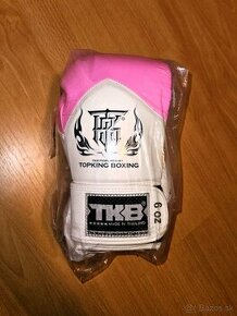 Bielo ruzove boxerske rukavice Top King Muay Thai 6 oz.