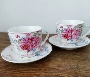 2 romantické šálky s podšálkami