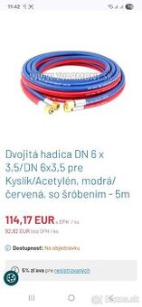 Dvojitá hadica pre Kyslík/Acetilén + zváračské rukavice