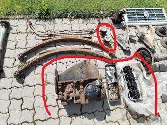ARO 10  zadná náprava,motor,zvody,alternátor,náboje kolies