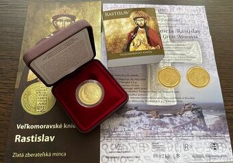Zlatá 100 eurová minca Rastislav 2014