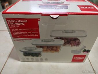 STATUS 4dielný set sklenených vákuových dóz