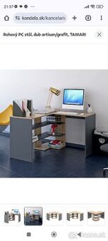 Predám kvalitný rohový Pc stolík sivo hnedý