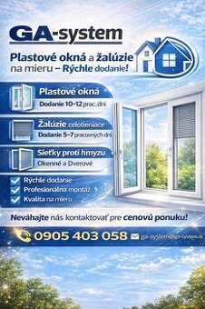 Plastové okná, Žalúzie, Sieťky proti hmyzu.