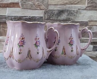 Růžový porcelán, 2 hrníčky, Chodov