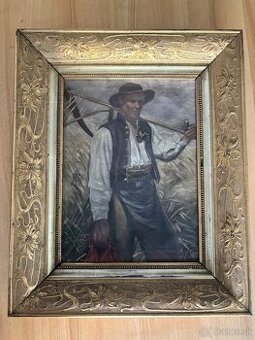 Obrazy starožitné krojované, olej plátno 35x43