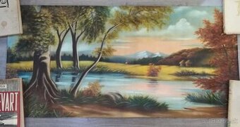 Maľovaná krajinka na plátne