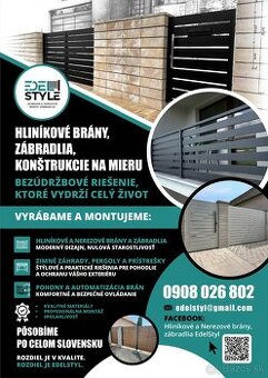 Hlinikové brány a hliníkové zábradlia  na mieru top kvalite