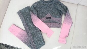 FITNESS damsky stahujuci a tvarujuci komplet sivo ruzovy