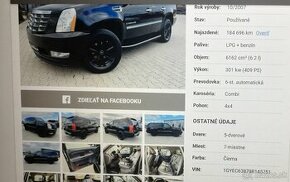 Predám exkluzívny čierny Cadillac Escalade veľmi zachovaly