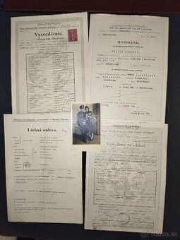 Stare vysvedčenia,dokumenty + fotka