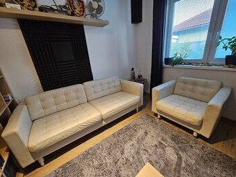 Kožená 3 sedačka + kreslo