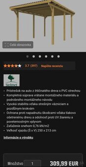 Prístrešok na auto/vonkajšie sedenie