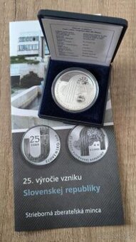 Predám pamätnú mincu 25 euro Vznik SR, Proof, Ag 999/1000