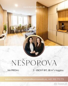 Na predaj nová rekonštrukcia 3i byt Nešporova s loggiou