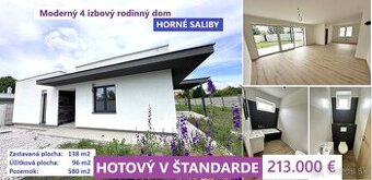 NOVOSTAVBA V ŠTANDARDE 4 izbový rodinný dom 111 m2 213.000 €