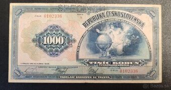 1000 kč, 1932, seria A, SPECIMEN, Československo