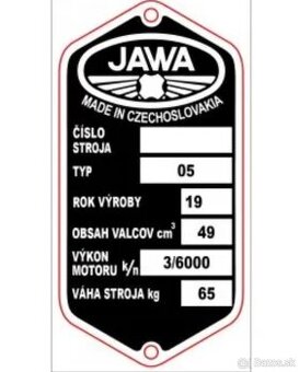 Kúpim štítok Jawa pionier 21