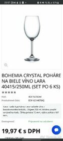 Predám poháre na biele víno bohemia Lara crystalex 250ml - 1