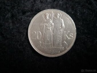 minca strieborna Slovensky štát 20 kslov.CYRIL A METOD