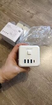 LENCENT rozdvojka | 3x AC zásuvkami + 3x USB, 1x C konektor