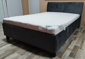 postel antracit zamat + lam. rost + matrac 140x200x54 cm