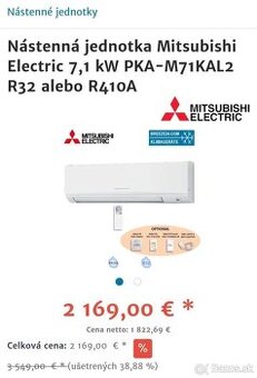 Klimatizácia MITSUBISHI,4v1, prémiová-výkonná,8kw,top cena