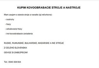 Zháňam dopyt kovoobrábacii stroj