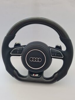 AUDI carbon/perforovaný volant s MULTIFUNKCIOU a F1 pádlami