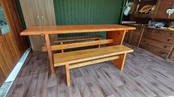 Stôl z tvrdého dreva +2 lavice