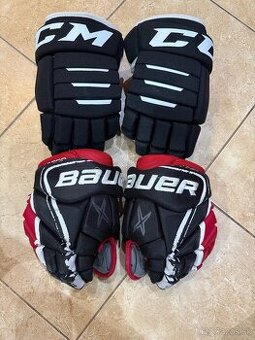 CCM a BAUER HOKEJOVÉ RUKAVICE VEĽKOSŤ 10 a12