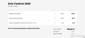 Predám lístok na Zrce 2025