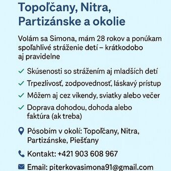 Ponúkam stráženie deti