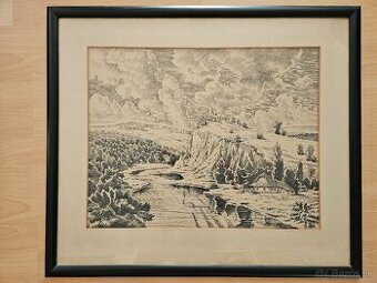 Antonin Hála, kresba tušom