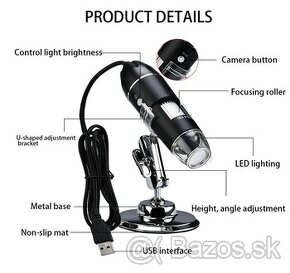 USB mikroskop 50 - 1600x, LED prísvit - 1