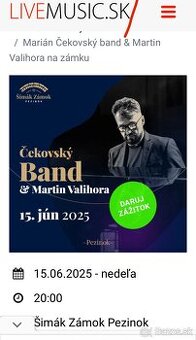 MARIÁN ČEKOVSKÝ BAND & MARTIN VALIHORA NA ZÁMKU 15. júna