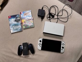 Nintendo Switch OLED White + 256 GB karta + 2 hry