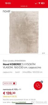 Novel KOBEREC S VYSOKÝM VLASOM, 160/230 cm, cappuccino