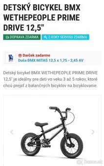Detský bicykel BMX WETHEPEOPLE PRIME 12